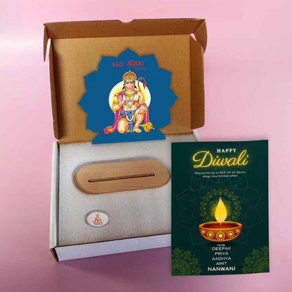 Diwali Gift Set with Lord Hanuman Lamp 10 gm Silver Coin and Greeting Card