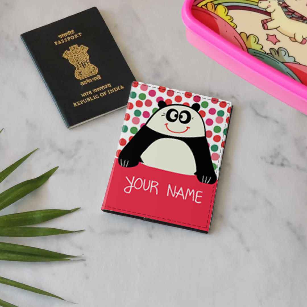 Customized Passport Cover and Luggage Tag Set for Kids  - Cute Panda