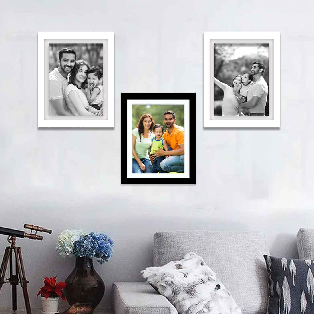 Black and White Frame for Wall Custom Picture Frame 8x10 Inch (Set of 3)