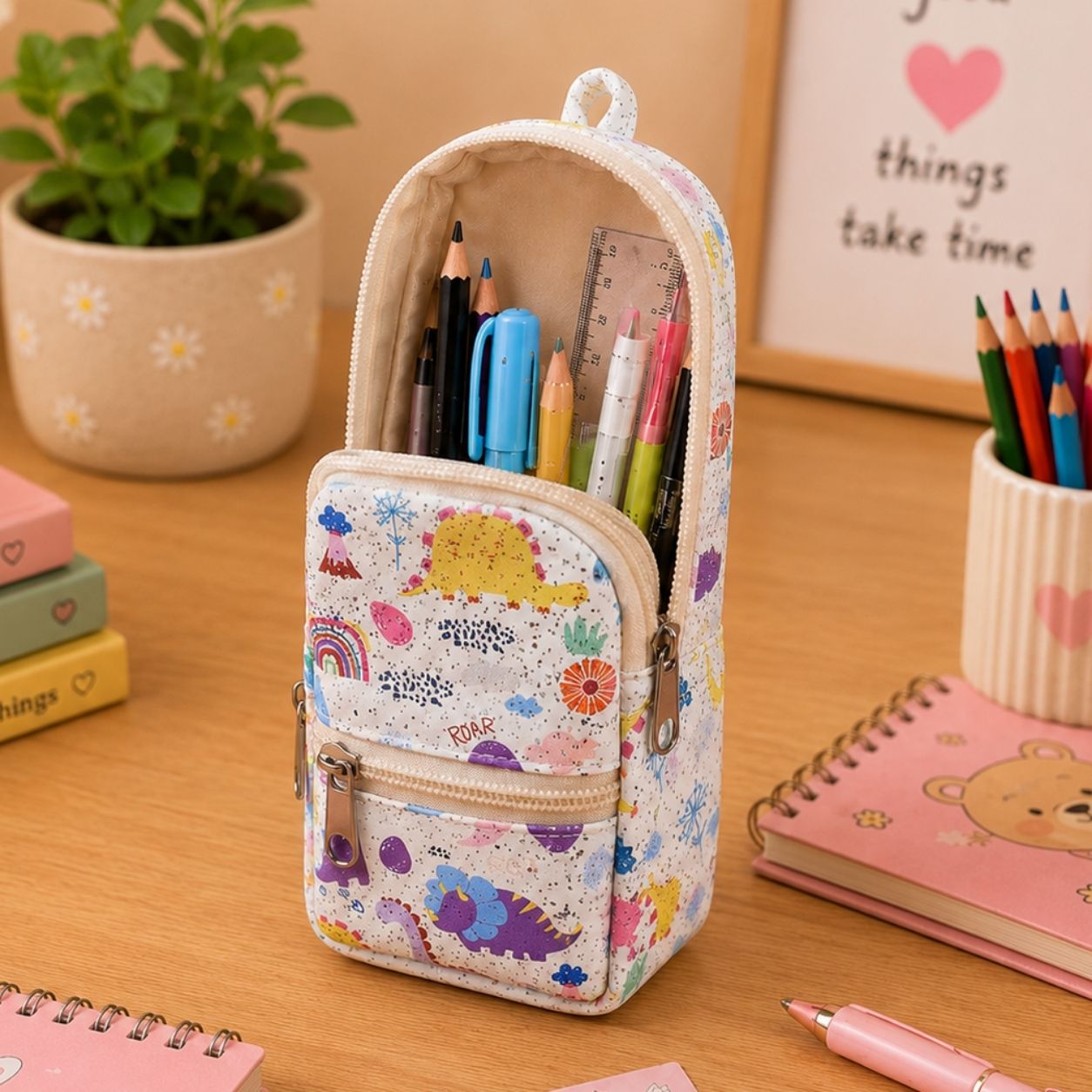 Custom Pencil Pouch with Dual Pockets & Name Personalization | Birthday Gift for Kids | PU Leather