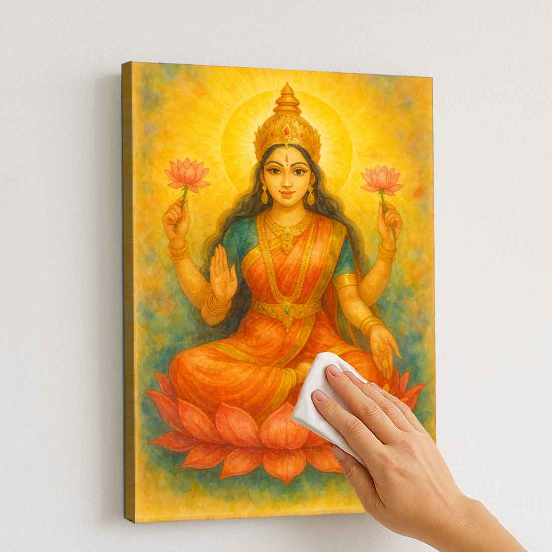 Goddess Lakshmi Photo Frame with Built-in LED-Laxmi Light Wall Art
