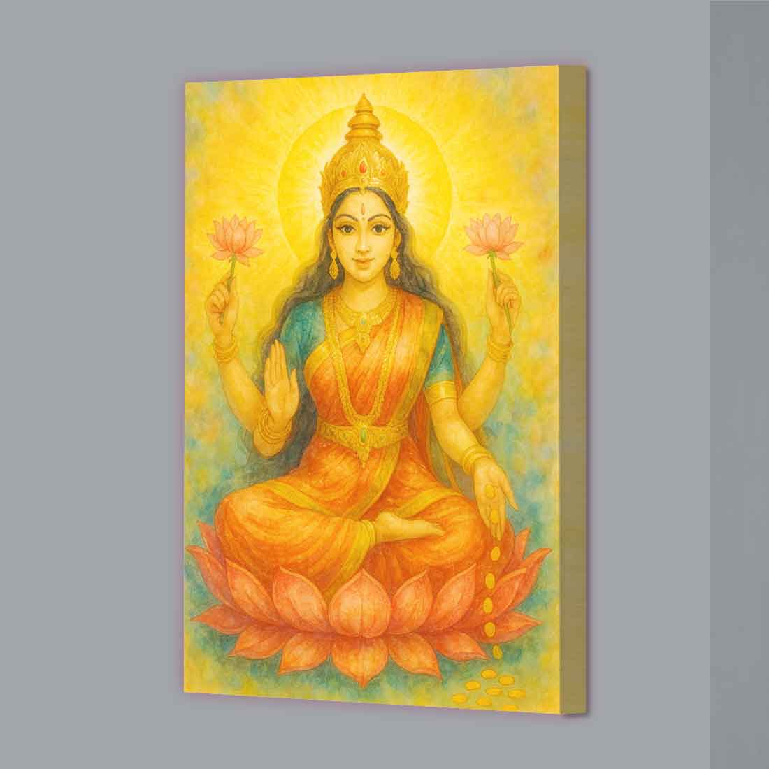 Goddess Lakshmi Photo Frame with Built-in LED-Laxmi Light Wall Art