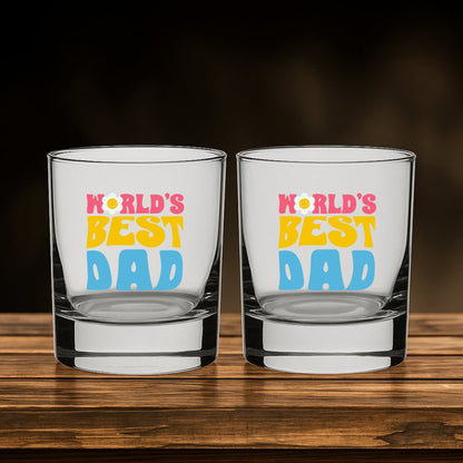 Father’s Day Gifts – World's Best Dad Whiskey Glass Set – Best Gift for Dad