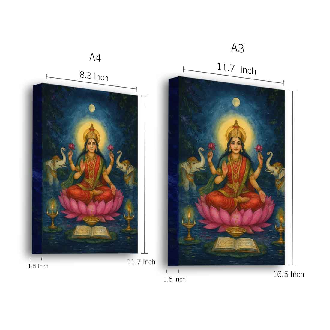 God Lakshmi Photo Frame with Built in LED-Laxmi Devi Light Wall Art