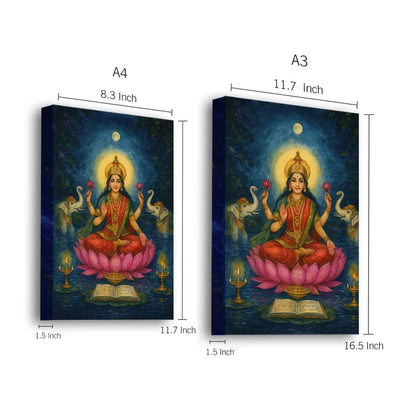 God Lakshmi Photo Frame with Built in LED-Laxmi Devi Light Wall Art