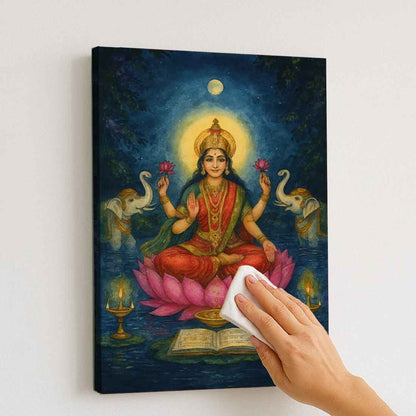 God Lakshmi Photo Frame with Built in LED-Laxmi Devi Light Wall Art