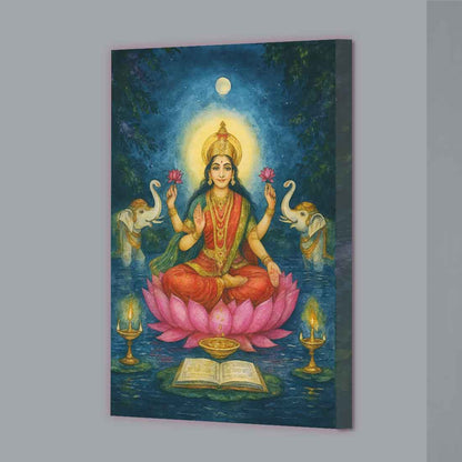 God Lakshmi Photo Frame with Built in LED-Laxmi Devi Light Wall Art
