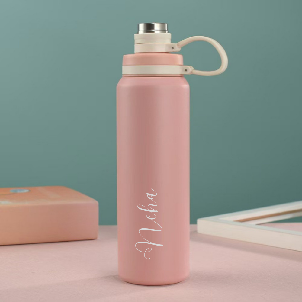 Personalized Stainless Steel Water Bottle 800ml – Double Wall Vacuum Insulated Hot & Cold Bottle for Gym, Office & Travel