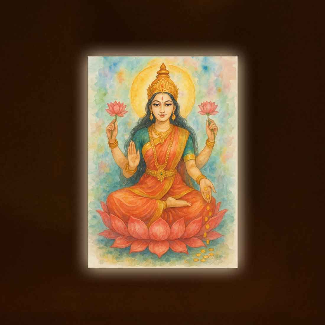 Goddess Laxmi LED Wall Fame - Laxmi Devi Light Photo Frame