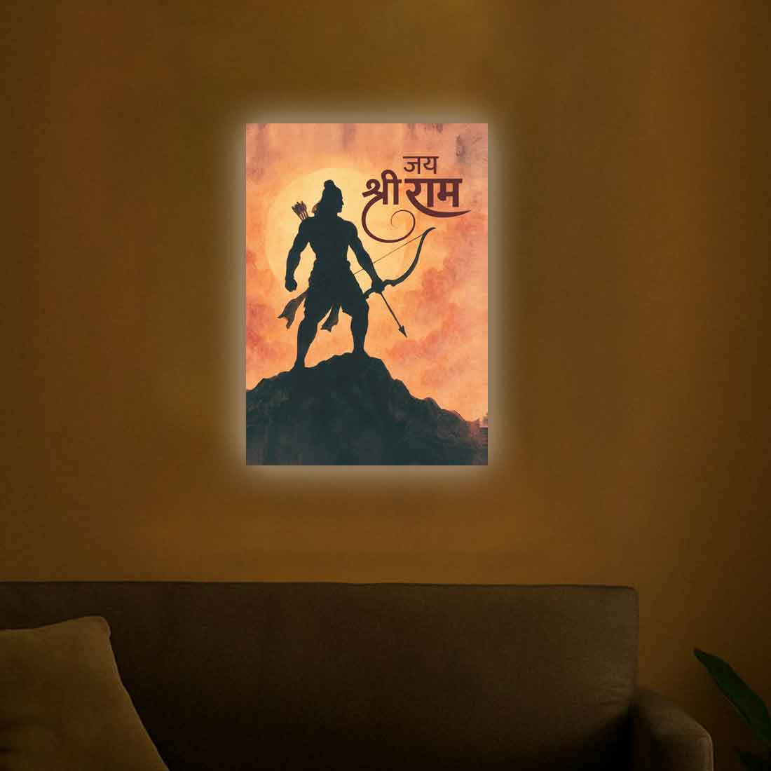 LED Ram Wall Art Photo Frame for Home Temple & Spiritual Decoration