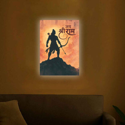 LED Ram Wall Art Photo Frame for Home Temple & Spiritual Decoration