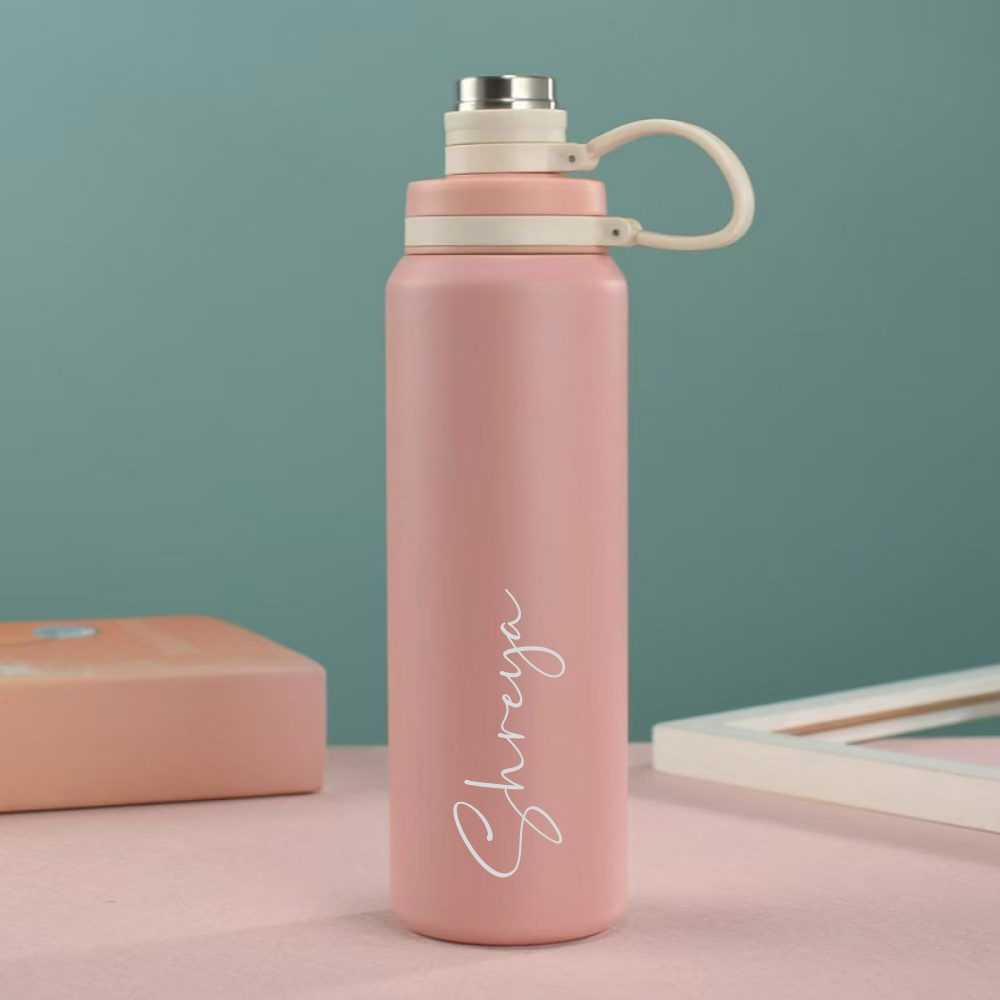 Personalized Stainless Steel Water Bottle 800ml – Double Wall Vacuum Insulated Hot & Cold Bottle for Gym, Office & Travel