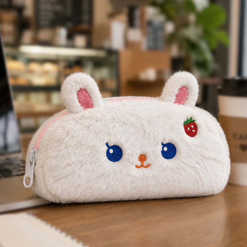 Customised Pencil Pouch with 3D Ears | Birthday Gift for Kids | Plush Faux Fur Pencil Box