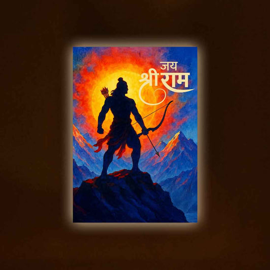 Divine Shree Ram Photo Frame with LED Light – Acrylic Wall Art for Home & Office