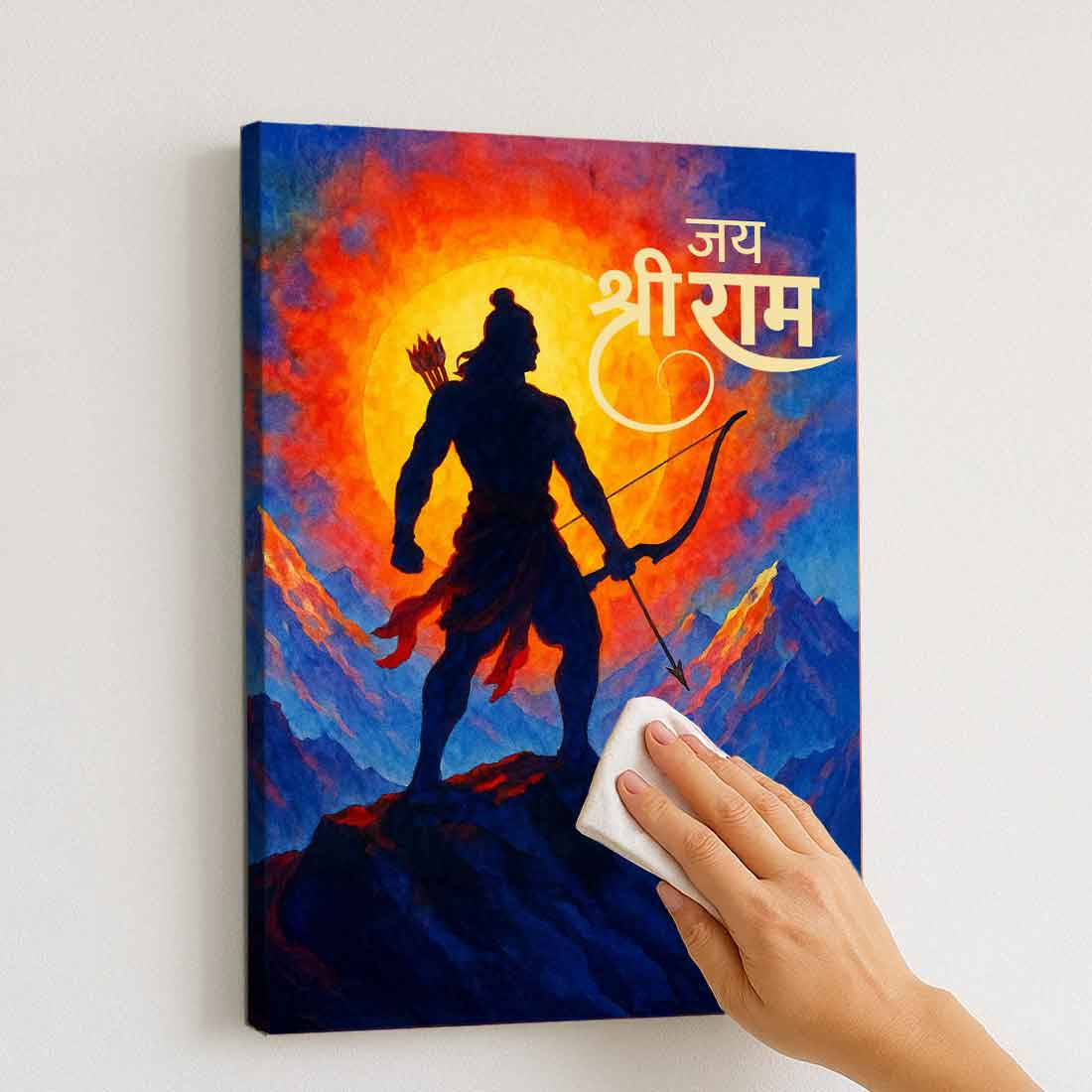 Divine Shree Ram Photo Frame with LED Light – Acrylic Wall Art for Home & Office