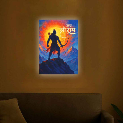 Divine Shree Ram Photo Frame with LED Light – Acrylic Wall Art for Home & Office