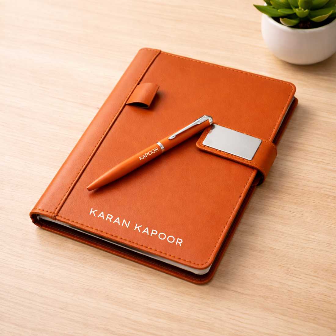 Personalized Diary with Matching Engraved Pen | Customized Leatherette Diary Pen with Name and Premium Black Gift Box