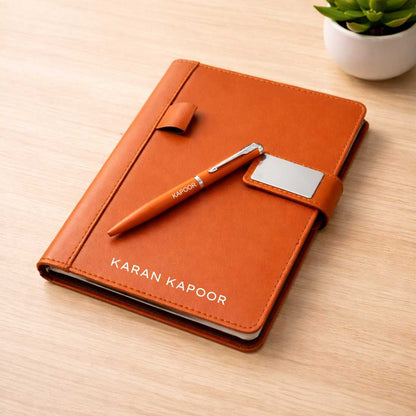 Personalized Diary with Matching Engraved Pen | Customized Leatherette Diary Pen with Name and Premium Black Gift Box