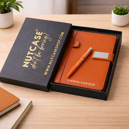 Personalized Diary with Matching Engraved Pen | Customized Leatherette Diary Pen with Name and Premium Black Gift Box