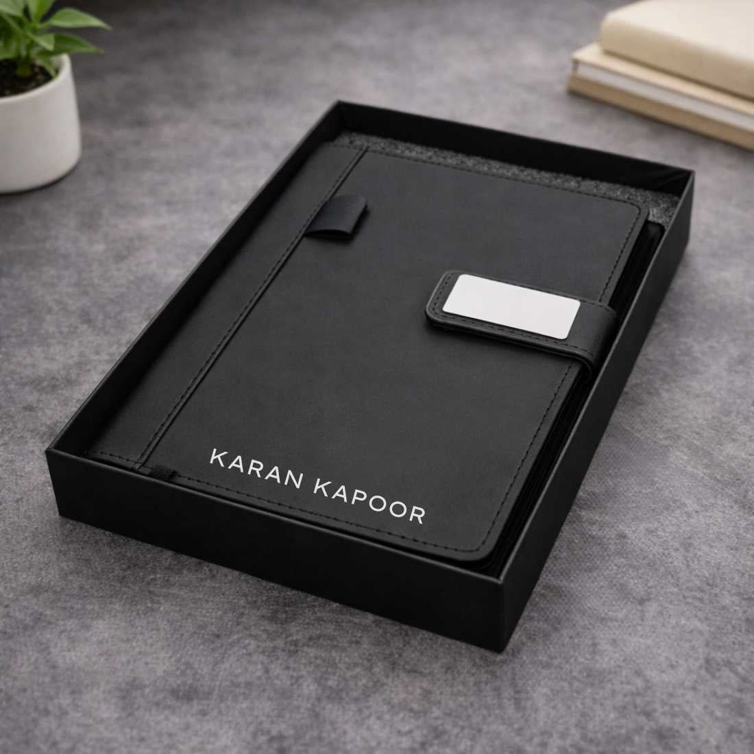 Personalized Diary with Matching Engraved Pen | Customized Leatherette Diary Pen with Name and Premium Black Gift Box