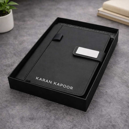Personalized Diary with Matching Engraved Pen | Customized Leatherette Diary Pen with Name and Premium Black Gift Box