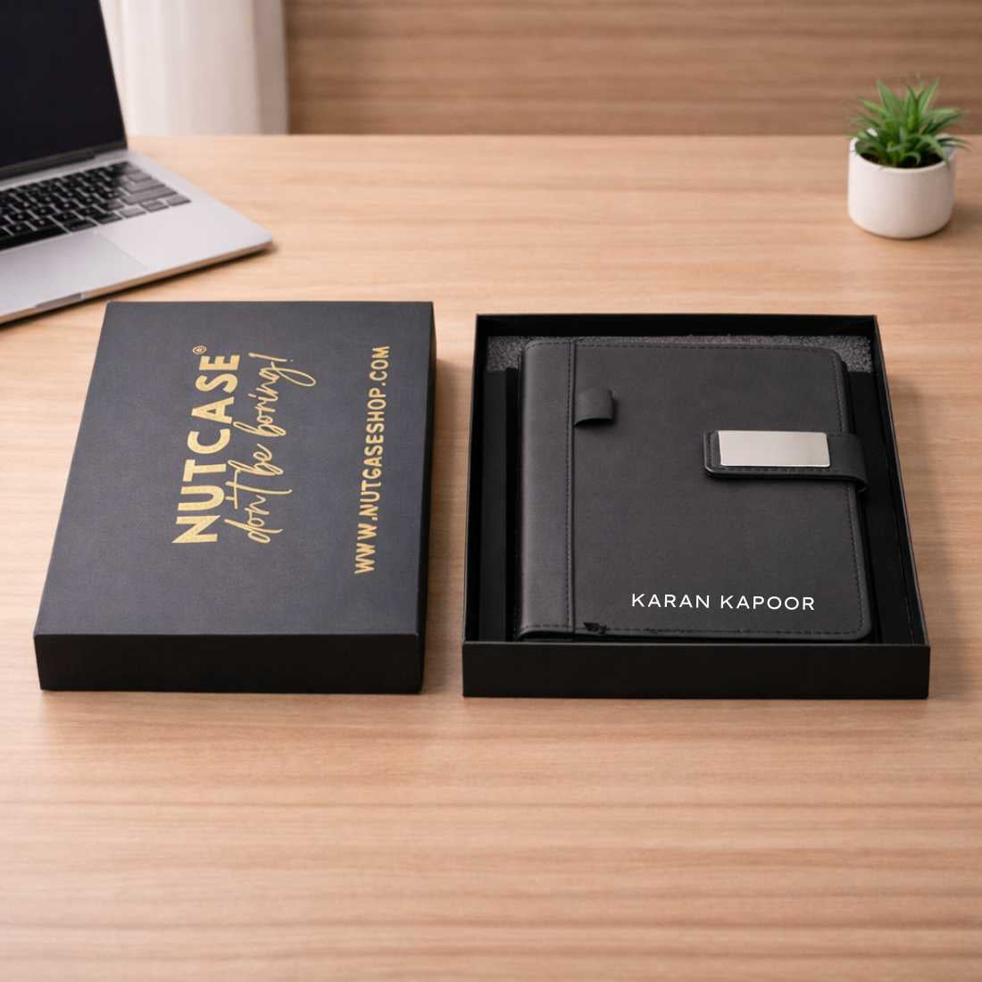 Personalized Diary with Matching Engraved Pen | Customized Leatherette Diary Pen with Name and Premium Black Gift Box