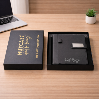 Customized Diary with Name Matching Engraved Pen | Premium Leatherette Diary with Name Black Gift Box