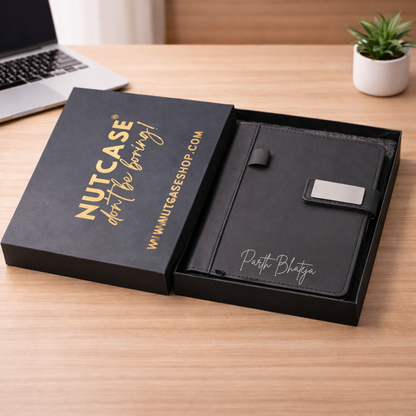 Customized Diary with Name Matching Engraved Pen | Premium Leatherette Diary with Name Black Gift Box