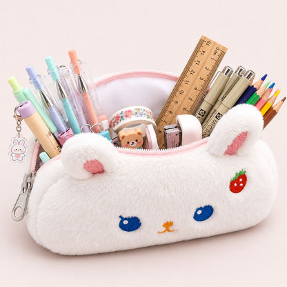 Customised Pencil Pouch with 3D Ears | Birthday Gift for Kids | Plush Faux Fur Pencil Box