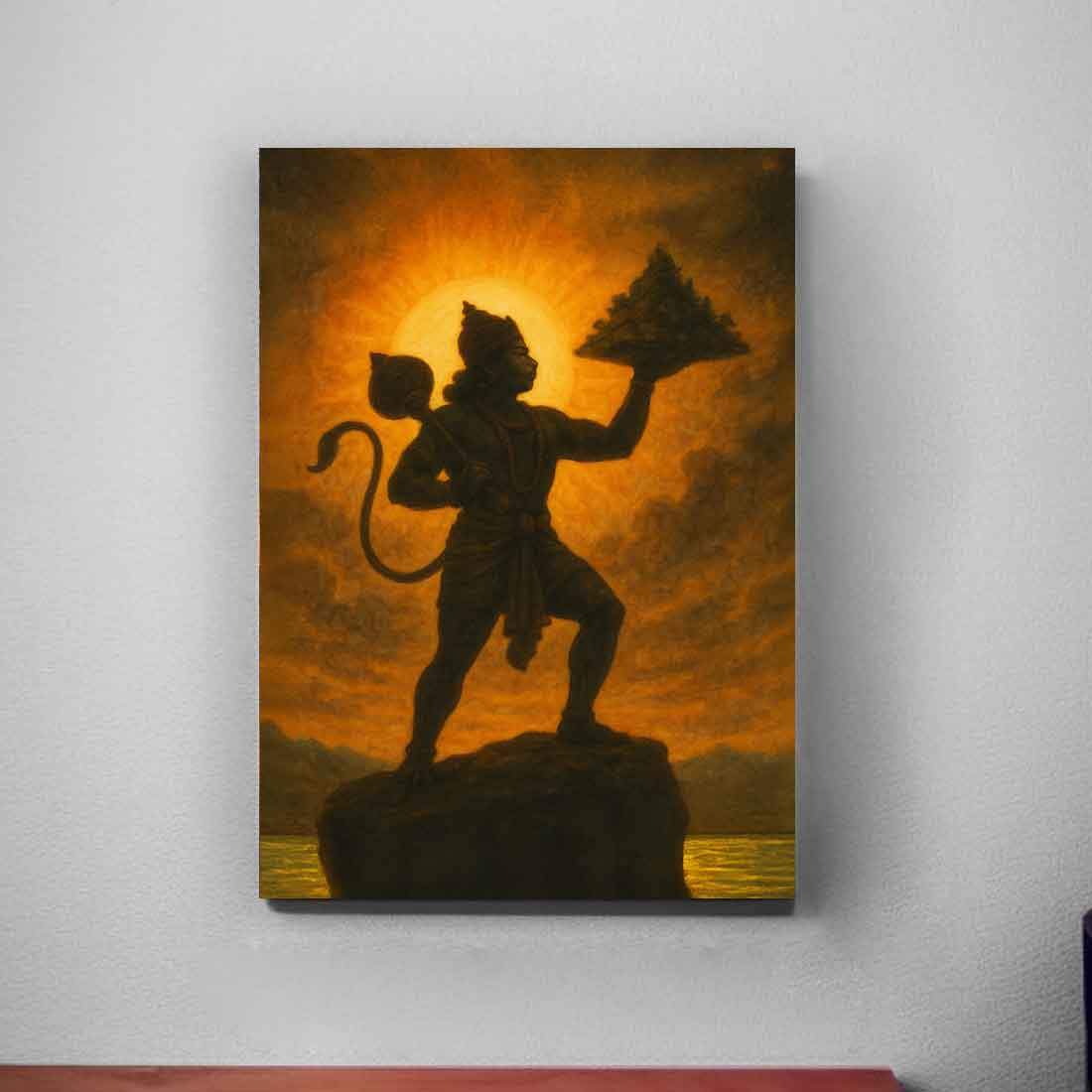 Hanuman Photo Frame with LED Light – Divine Wall Décor for Home & Pooja Room