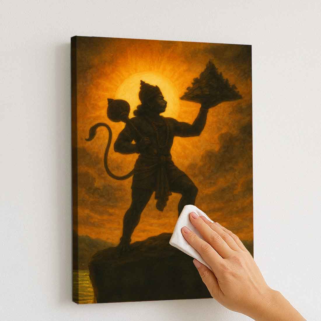 Hanuman Photo Frame with LED Light – Divine Wall Décor for Home & Pooja Room