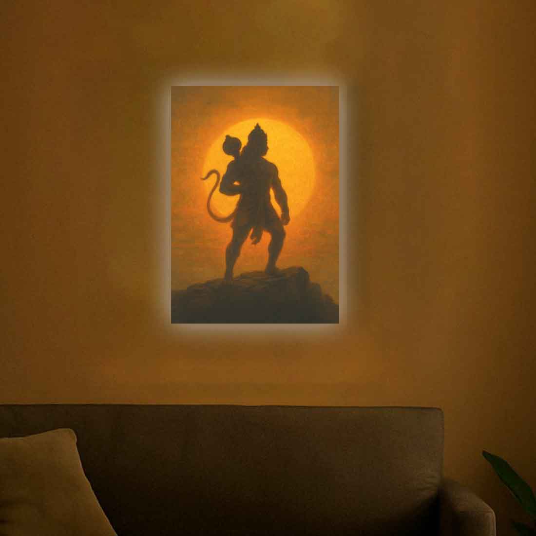 Divine Hanuman Ji Photo Frame LED Wall Décor for Living Room, Office & Mandir