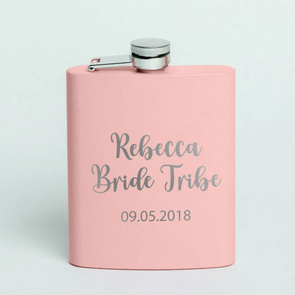 Pink Alcohol Flask for Bride Personalized Stainless Steel 8OZ Hip Flask Gifts for Wedding