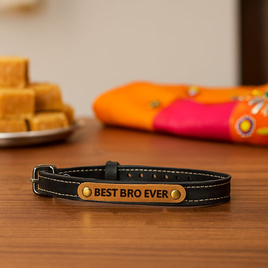 Best Bro Rakhi with Engraving & Metal Buckle - Stylish Rakhi for Brother