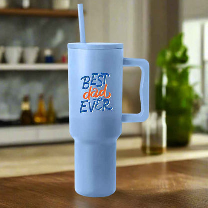 Father’s Day Mug for Dad-1200ml Insulated Coffee Tumbler with Straw & Lid - Best Dad Ever