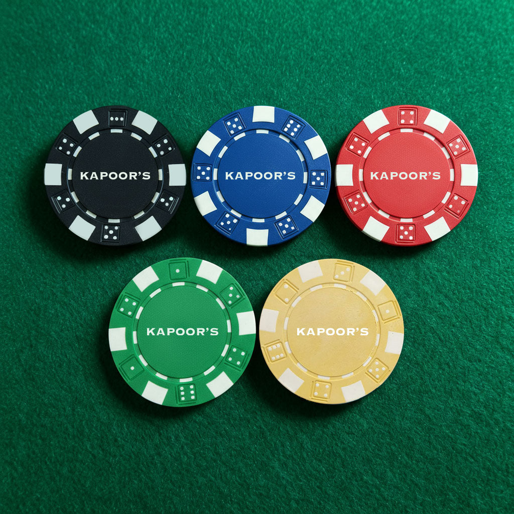 Ceramic Personalized Poker Chips - Premium Poker Coin with Playing Cards Non-Tearable & Waterproof (100/200/300 in 5 Colors-Colors as per availability)
