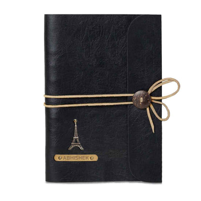 Personalized Diary with Name and Charms - Premium PU Leather Diaries and Black Pen