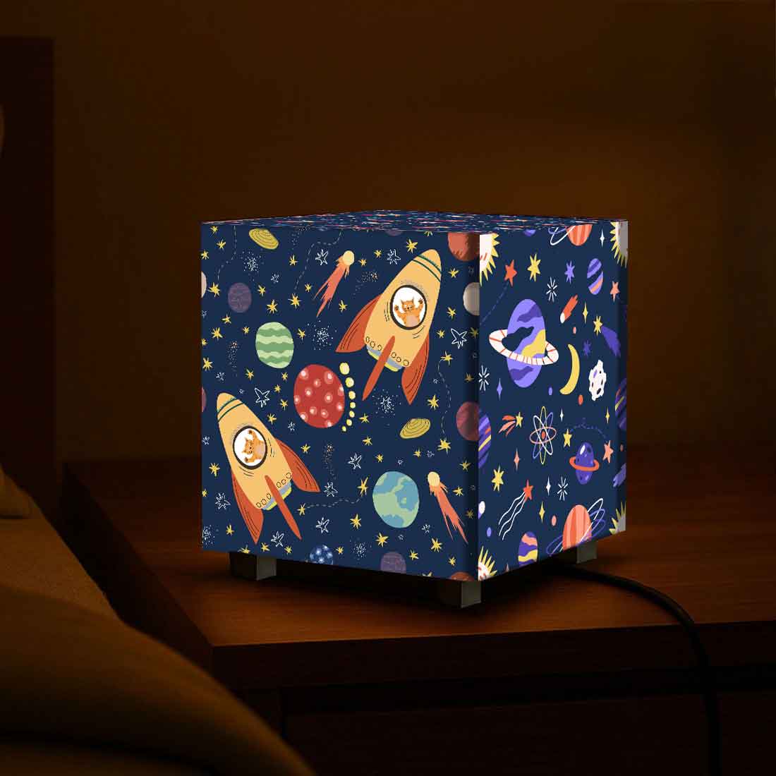 Space Rocket Children's Bedroom Lamp – Fun Galaxy Theme Night Light for Kids