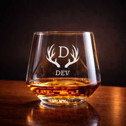 Personalized Whiskey Glass with Name Engraved Modern Scotch Glass & Luxury Gift for Men
