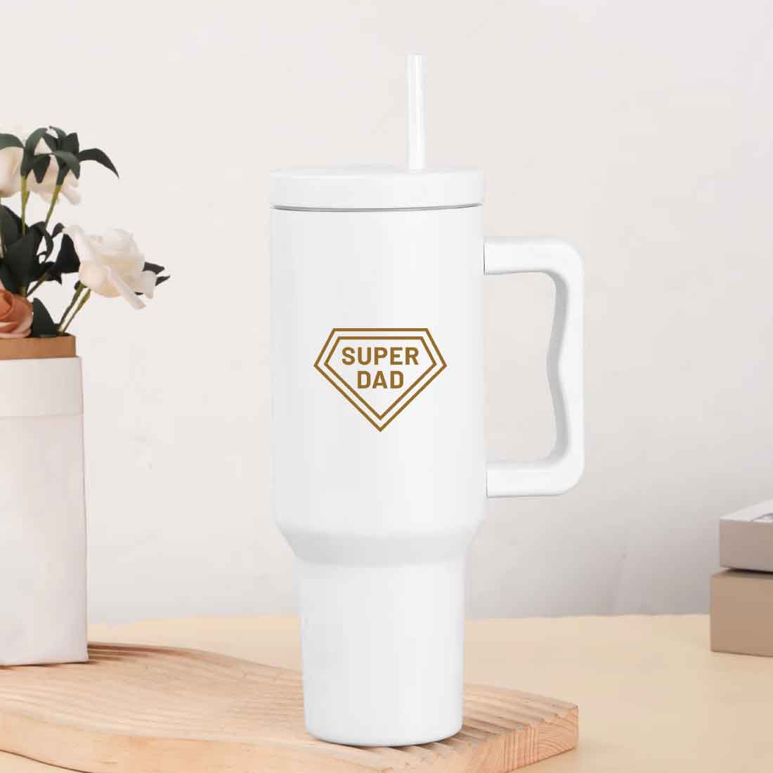 Father's Day Gift Insulated Tumbler with Lid,Straw - 1200ml Large Travel Mug for Dad