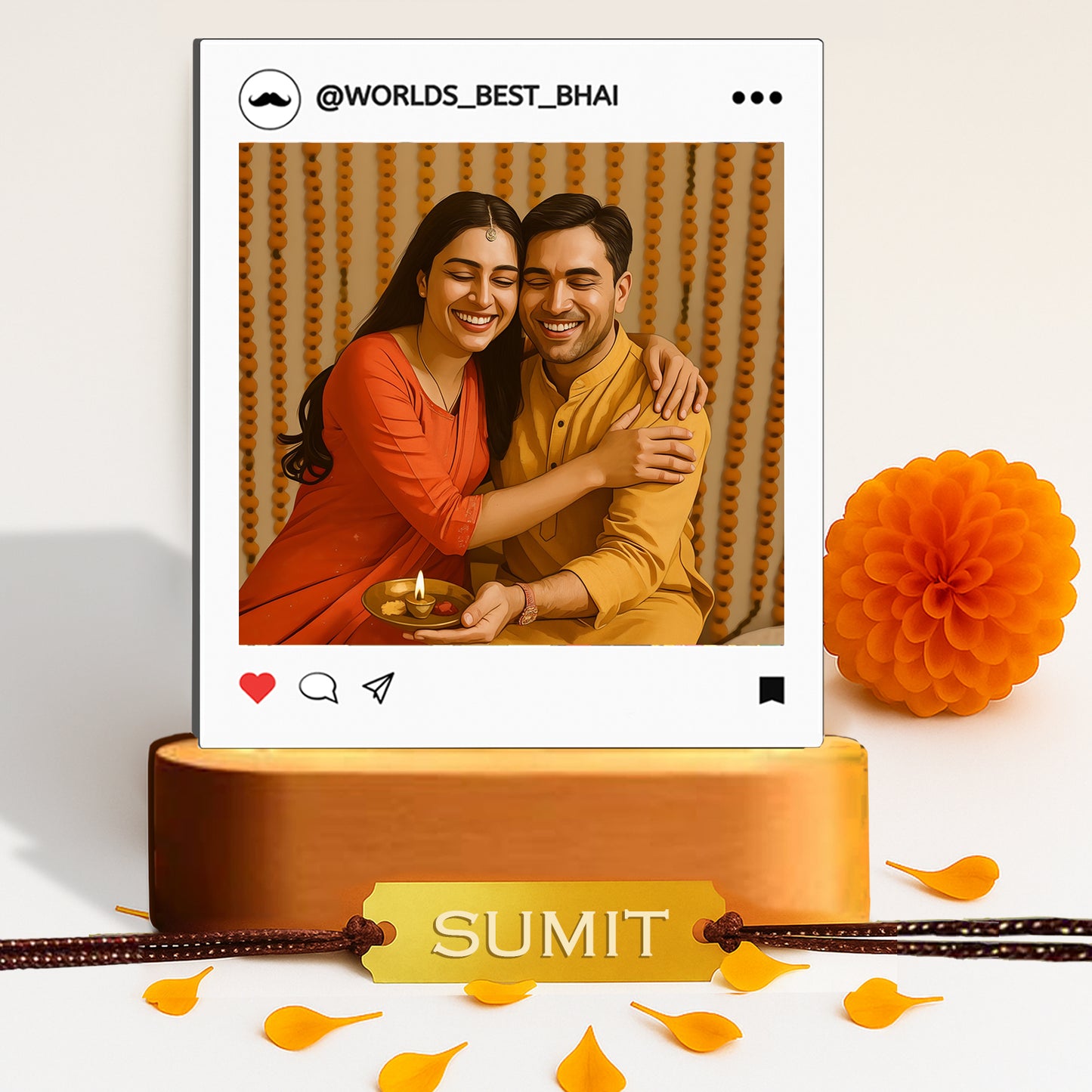 Custom Rakhi Gift Set for Brother – LED Photo Lamp & Super Bro / Photo Rakhi