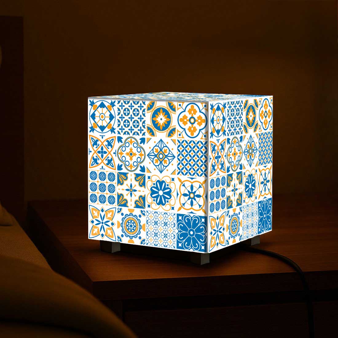 Nutcase Designer Cube Lamp for Home Decor – Moroccan Tile Pattern