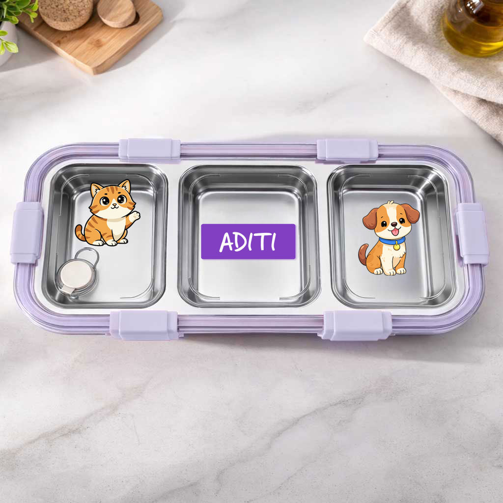 Personalized Insulated Tiffin Box Stainless Steel 3 Compartment Leak-Proof Lunch Box