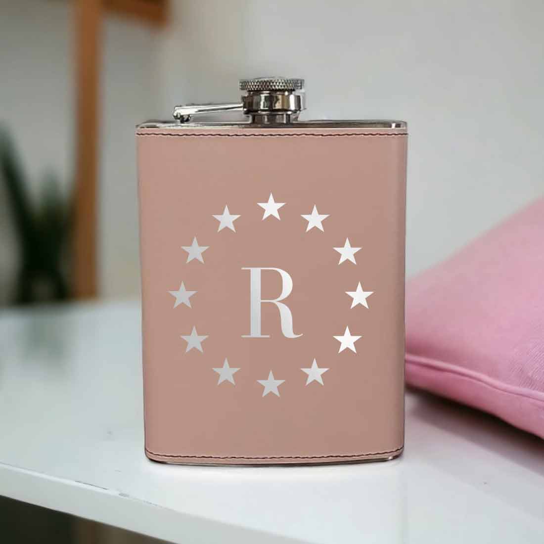PU Leather Hip Flask With Name 8OZ Personalized Stylish Gifts For Men's