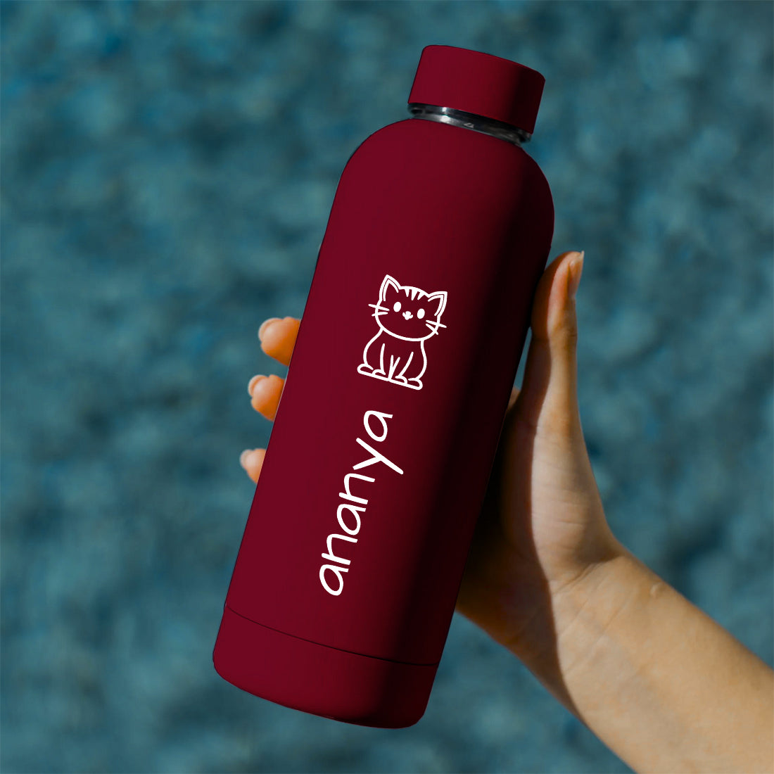 Nutcase Custom Children's Water Bottle with Cat Design – 500ml Stainless Steel, Double Insulated, BPA-Free, Leakproof, Keeps Drinks Hot & Cold for Hours