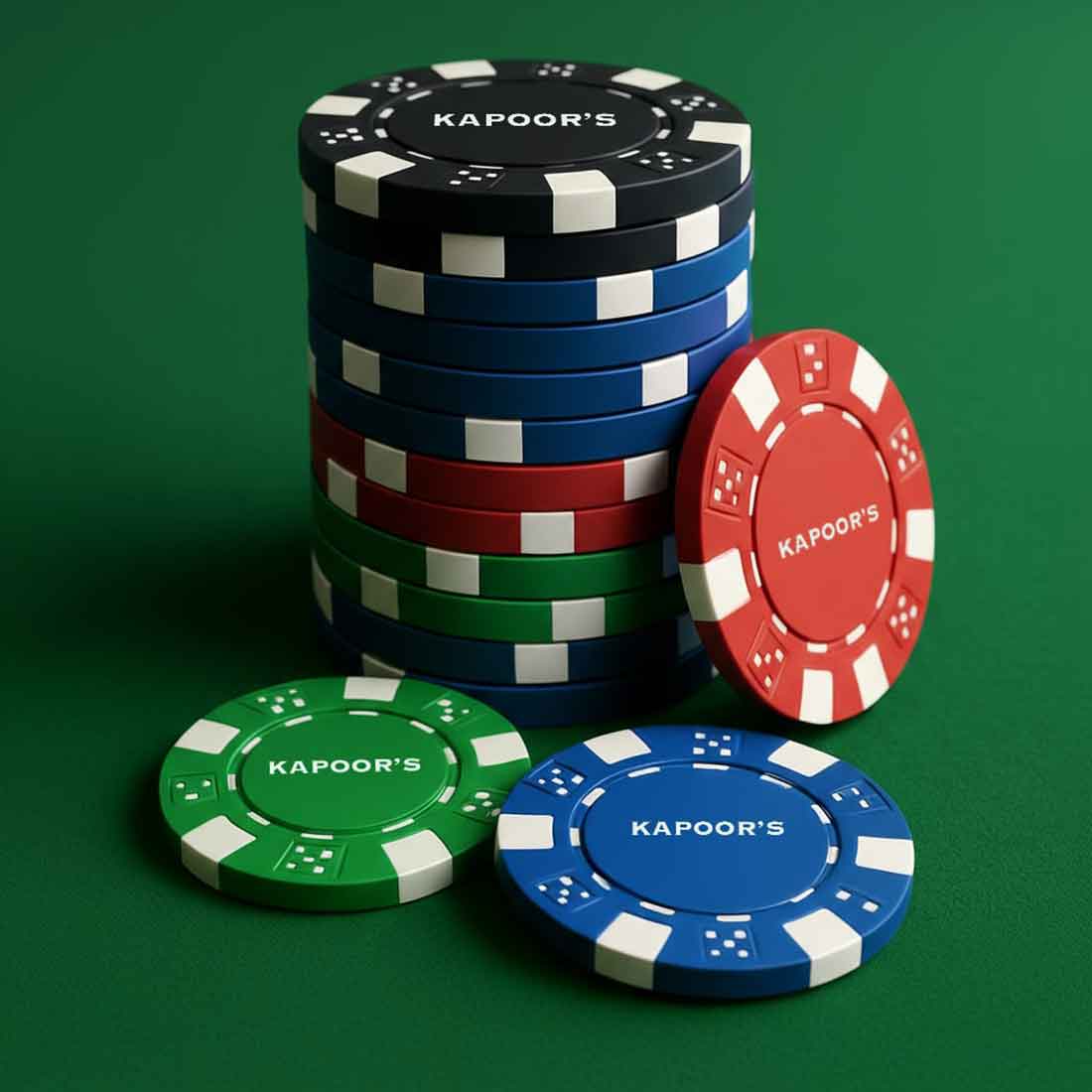 Ceramic Personalized Poker Chips - Premium Poker Coin with Playing Cards Non-Tearable & Waterproof (100/200/300 in 5 Colors-Colors as per availability)