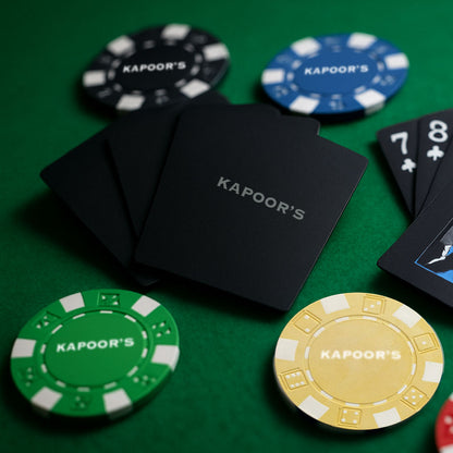 Ceramic Personalized Poker Chips - Premium Poker Coin with Playing Cards Non-Tearable & Waterproof (100/200/300 in 5 Colors-Colors as per availability)