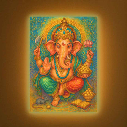 Ganesh Lighting Photo Frame with HD Print – Glowing LED Decor for Home Temple or Gifting