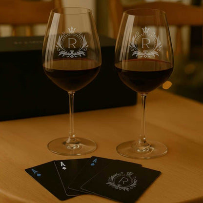 Premium Whiskey Glasses Set Diwali Gift – Personalized Glassware with Playing Cards
