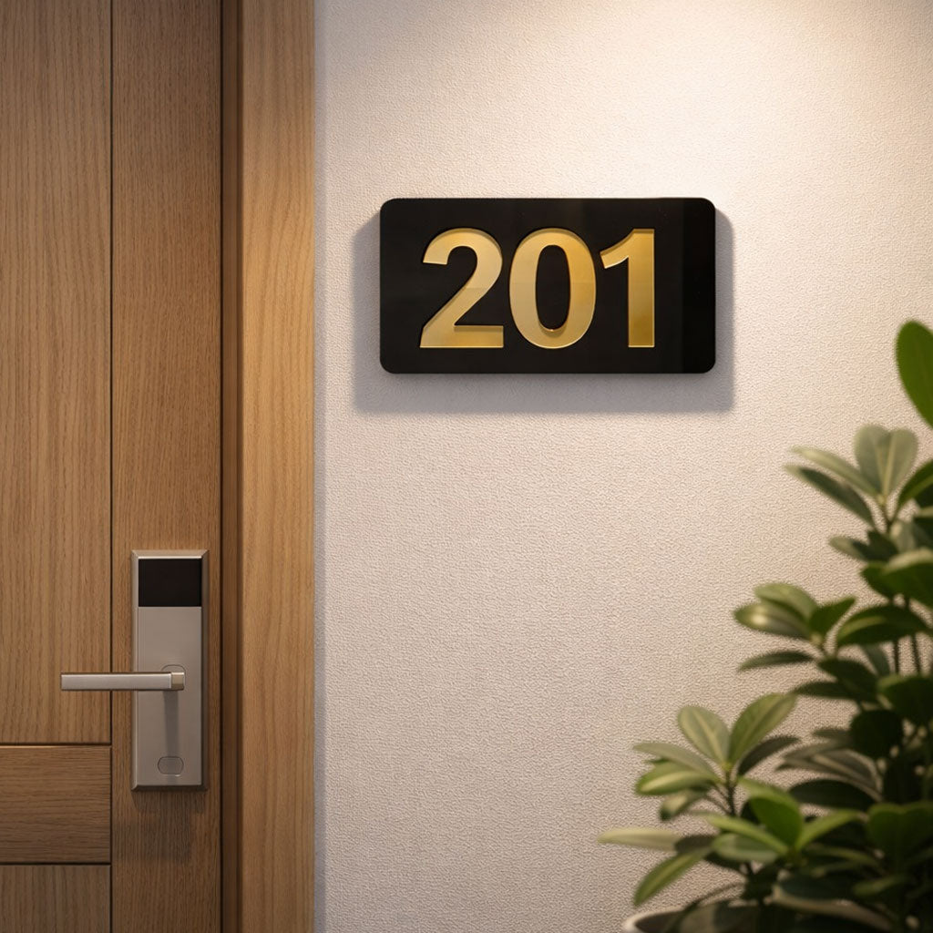 Professional Hotel & Villa Room Number Signs | Durable 3D Acrylic Room Number Board